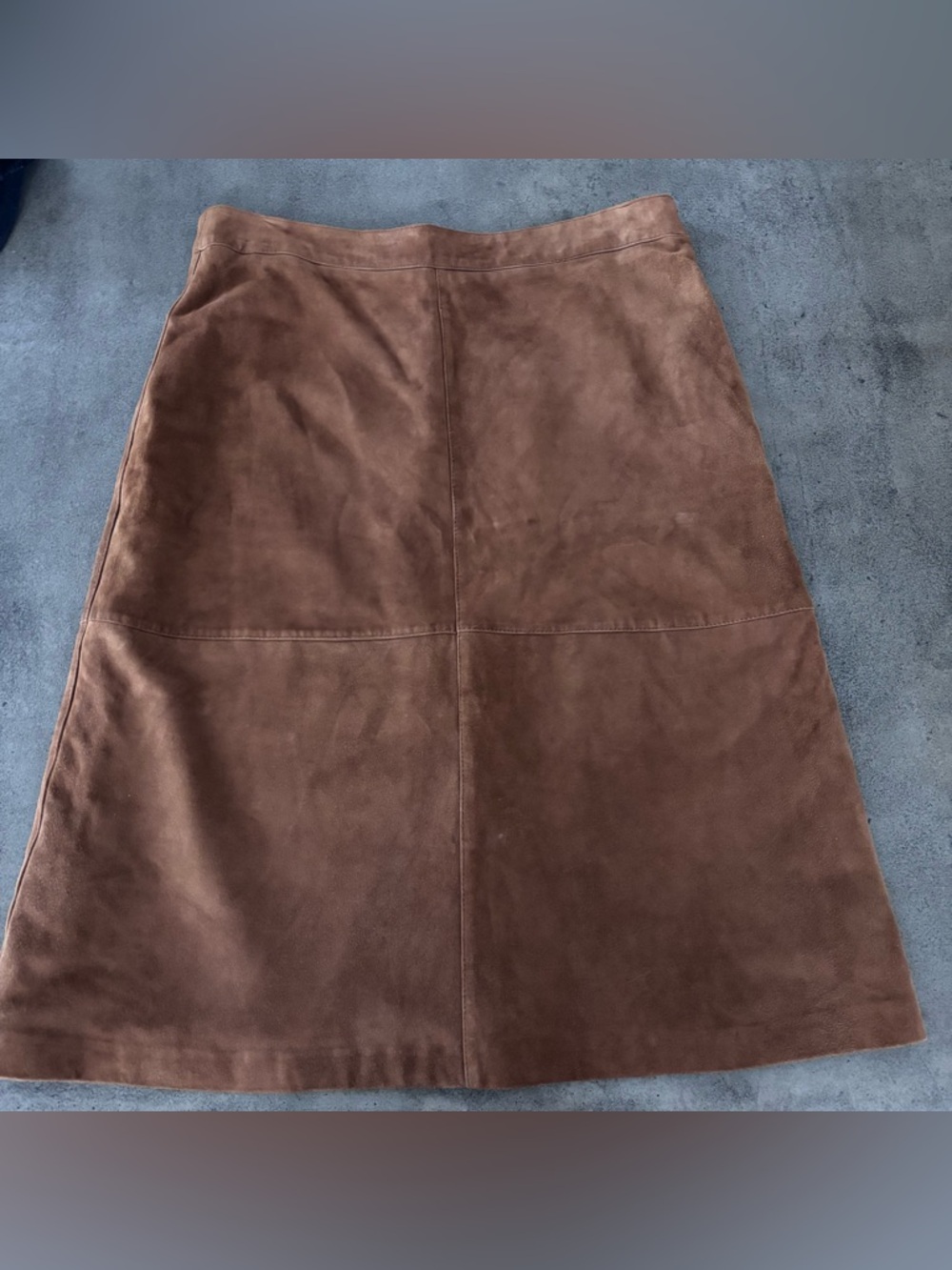 Zara Woman Classic Brown Leather Suede A-Line Skirt US 10